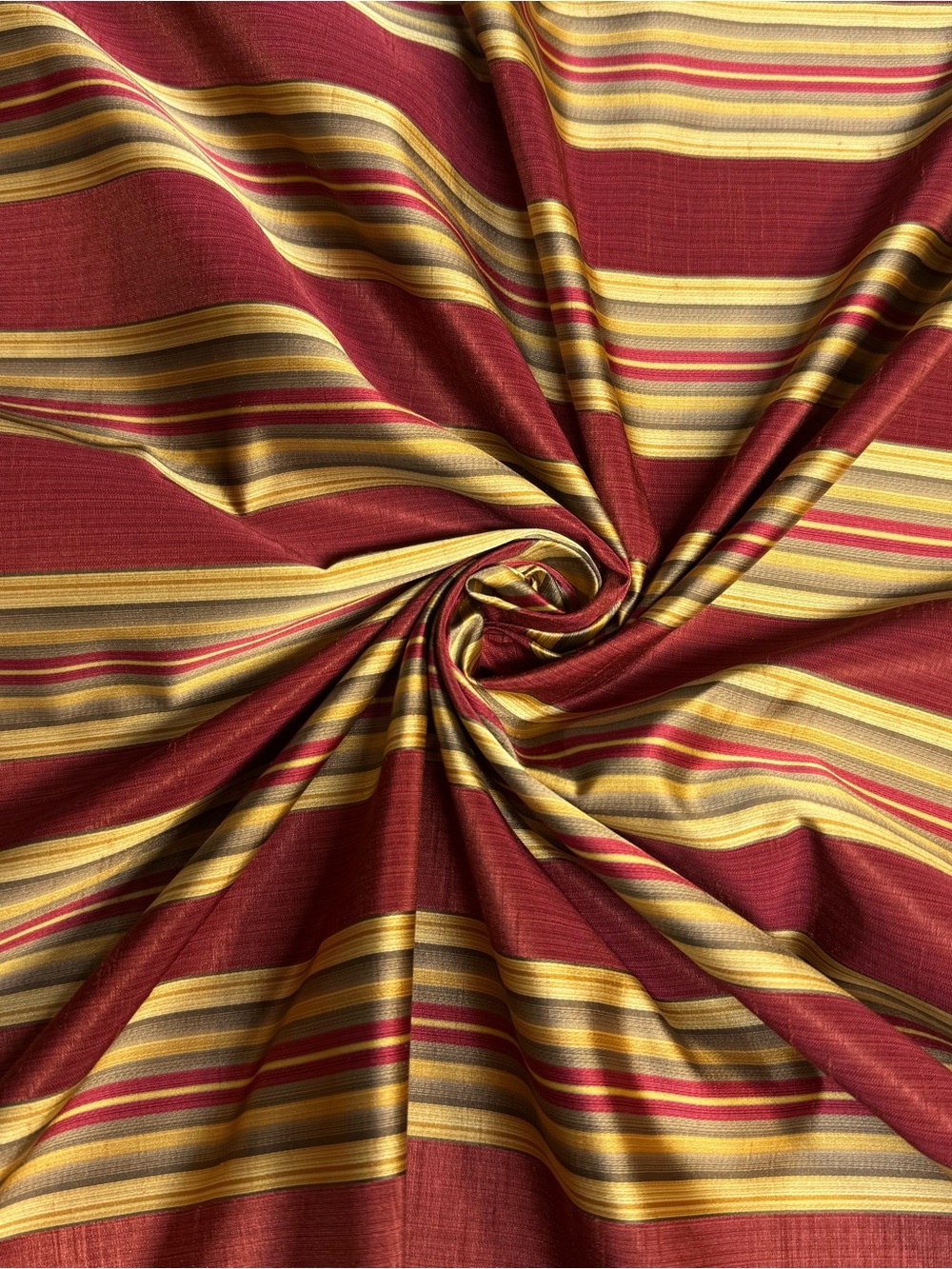 Fabric 1 Yard Burgundy Red and Gold Stripe Upholstry Drapery Tapestry